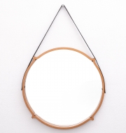 large-circular-teak-Italian-mirror-with-leather-strap-hanger1