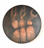 Pair of 1970s brutalist anatomical copper bowls