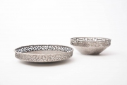 Torch cut and hammered shallow metal bowl by Marcello Fantoni-1