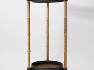 mid century Jacques Adnet leather and ormolu Umbrella stand
