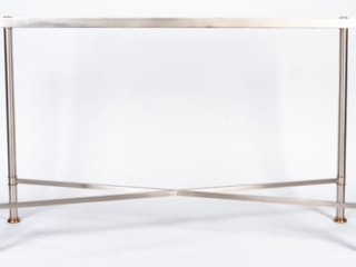 Maison Charles Chambord Glass and Steel Console Table Maison Charles Chambord Glass and Steel Console Table
