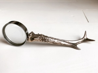 mid century Maria Pergay silvered bronze antler magnifying glass