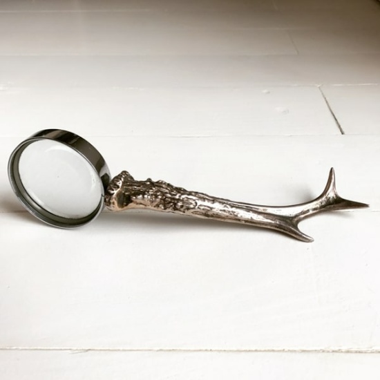 mid century Maria Pergay silvered bronze antler magnifying glass