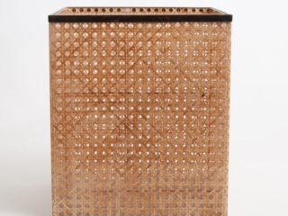 1970s Christian Dior home attributed lucite and cane wastepaper basket