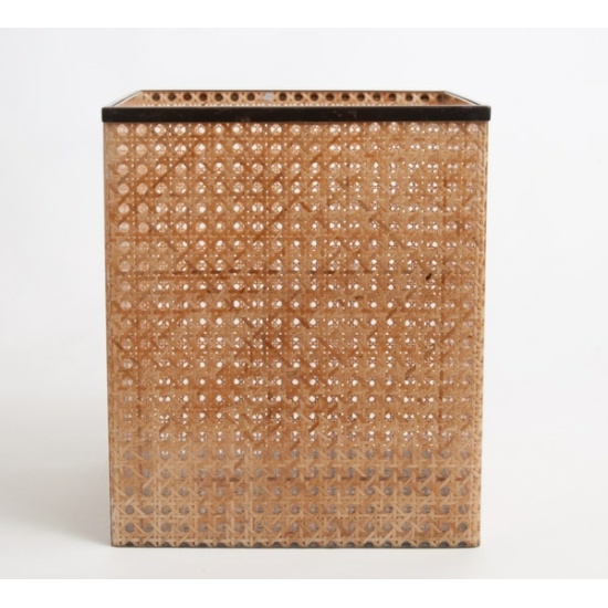 1970s Christian Dior home attributed lucite and cane wastepaper basket