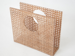 Christian Dior Home Attributed Lucite and Cane Magazine Holder