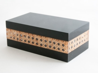 Mid century black Lucite and cane box attributed to Christian Dior Home 1970s