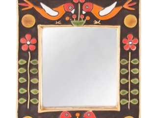 Midcentury Mith&eacute; Espelt Rectangular Multi-Color Ceramic Mirror