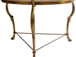 Midcentury Maison Bagu&egrave;s Bronze Circular Low Table with Sienna Marble Top