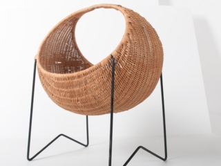 metal and wicker baby basket