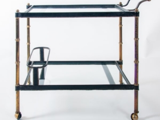 mid century Jacques Adnet bar cart circa 1950