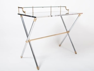 brass and steel desk by Maison Jansen