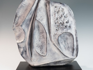 large blue grey ceramic sculpture by Marcello Fantoni