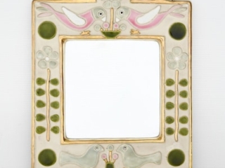 Mith&eacute; Espelt ceramic mirror in gold and colours
