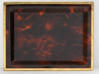 Faux tortoiseshell Dior style tray with brass edging