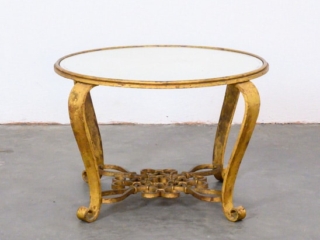 Gilded wrought iron circular low table