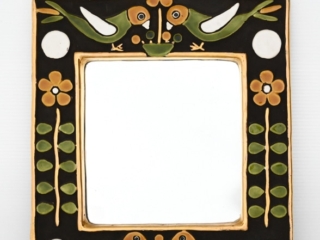 Mith&eacute; Espelt ceramic mirror in gold and colours