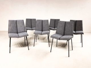 set of six Pierre Guariche Quatre faces chairs