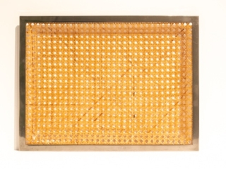 Christian Dior style lucite and cane tray with silver plated edging