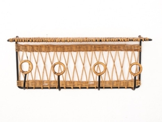 Raoul Guys metal and rattan wall shelf
