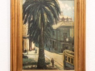 Street scene with palm tree by Camillo Mori circa 1925