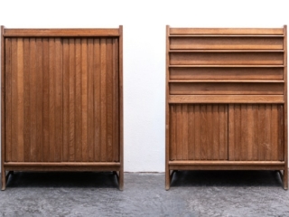 pair of oak cabinets by Guillerme et Chambron
