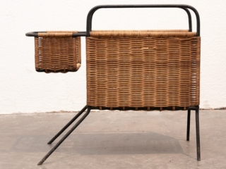 Raoul Guys metal and rattan canine inspired magazine holder