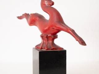 ceramic and wood antelope by Guido Cacciapuoti