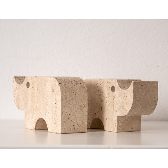 pair of Fratelli Mannelli travertine Rhinoceros circa 1970