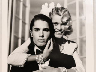 Original photograph of Claudia Schiffer with Cameron Alborzian by Karl Lagerfeld