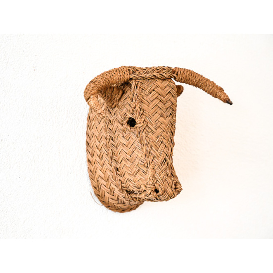 Rattan wall sculpture of a Bulls head