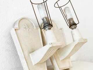 Pair of mid century Maison Arlus plaster wall appliques