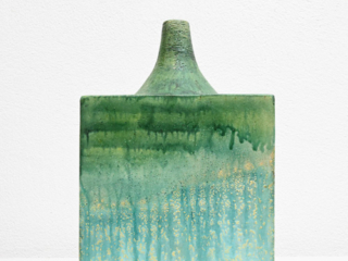 Green square vase by Marcello Fantoni Italy