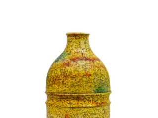 Tall yellow round vase by Marcello Fantoni Italy