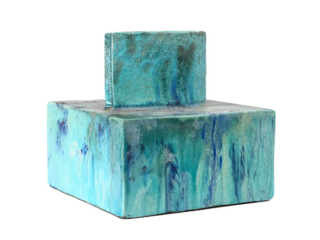 square aqua slab vase by Marcello Fantoni Italy