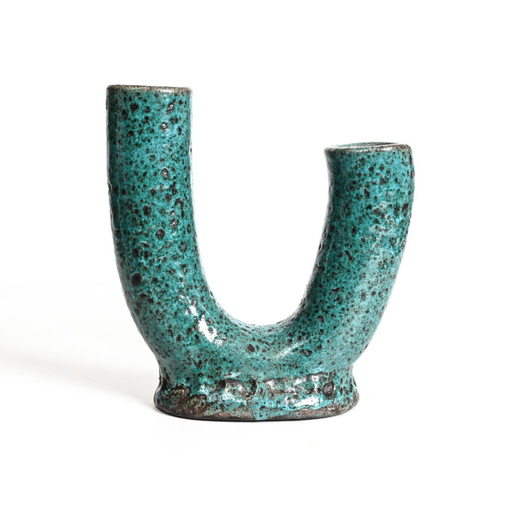 two spout Accolay blue vase