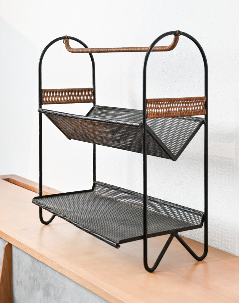 Steel and rattan bookshelf by Mathieu Matégot for Artimeta 01