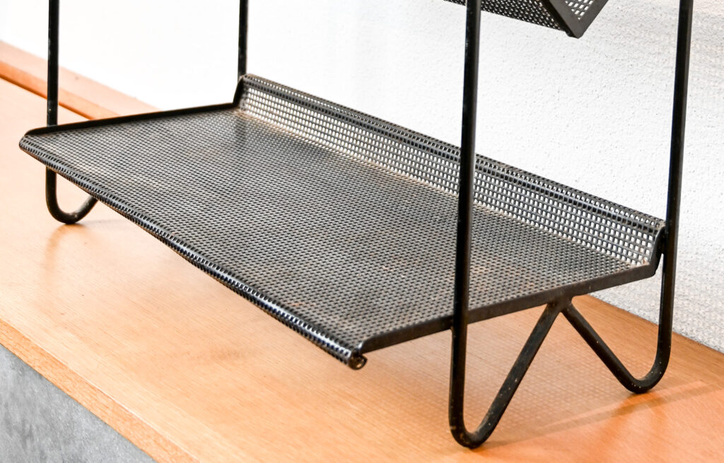 Steel and rattan bookshelf by Mathieu Matégot for Artimeta 02