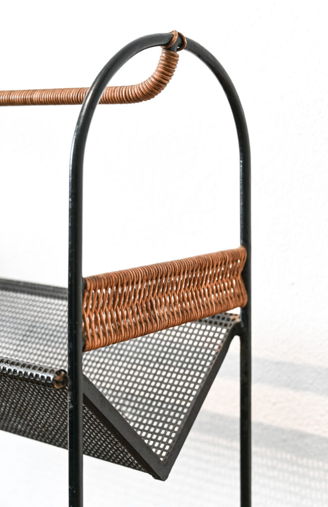 Steel and rattan bookshelf by Mathieu Matégot for Artimeta 05