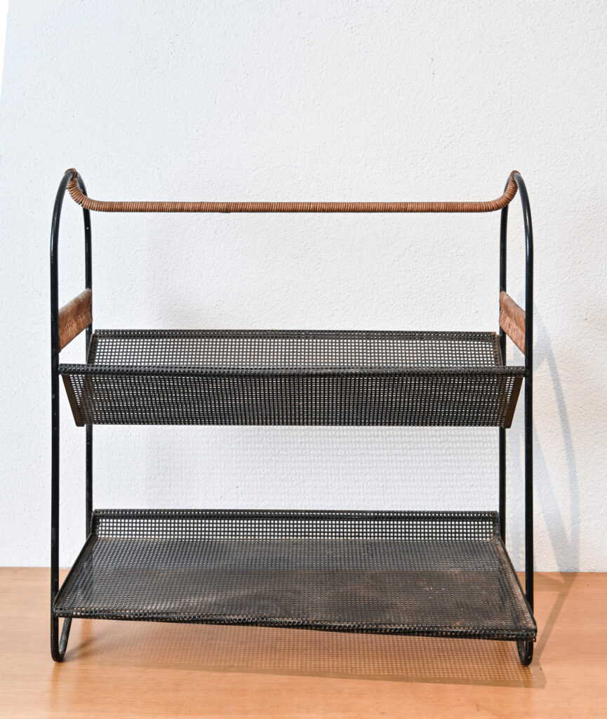 Steel and rattan bookshelf by Mathieu Matégot for Artimeta 07