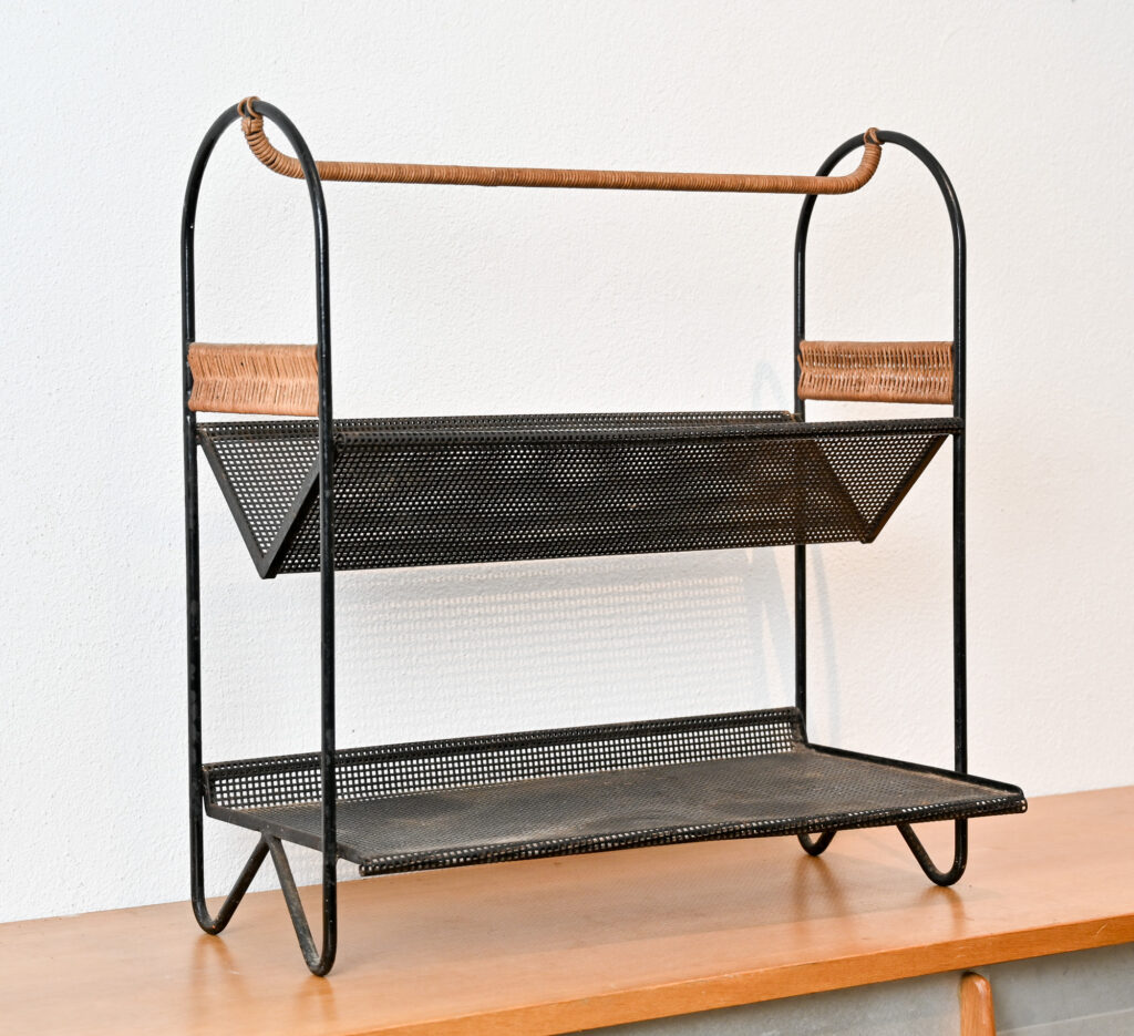 Steel and rattan bookshelf by Mathieu Matégot for Artimeta 11