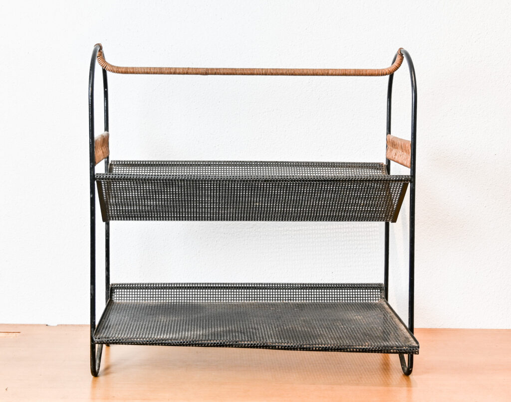 Steel and rattan bookshelf by Mathieu Matégot for Artimeta 12