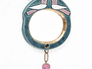 Small Mith&eacute; Espelt circular ceramic pocket mirror