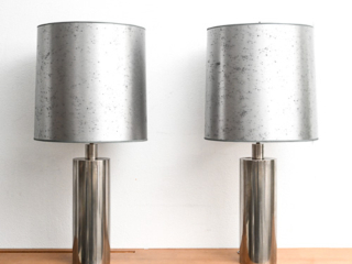 Pair of 1970s nickel plated table lamps attributed to Francois Catroux