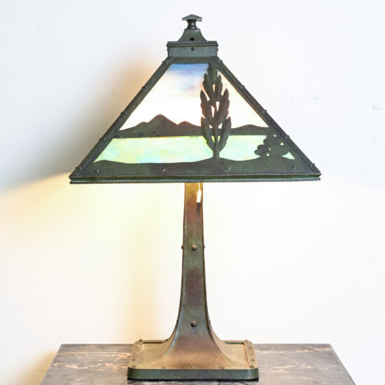 Pittsburgh Scenic Slag Glass Table Lamp 26