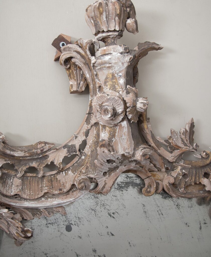 18thC rococo carved wood mirror-3