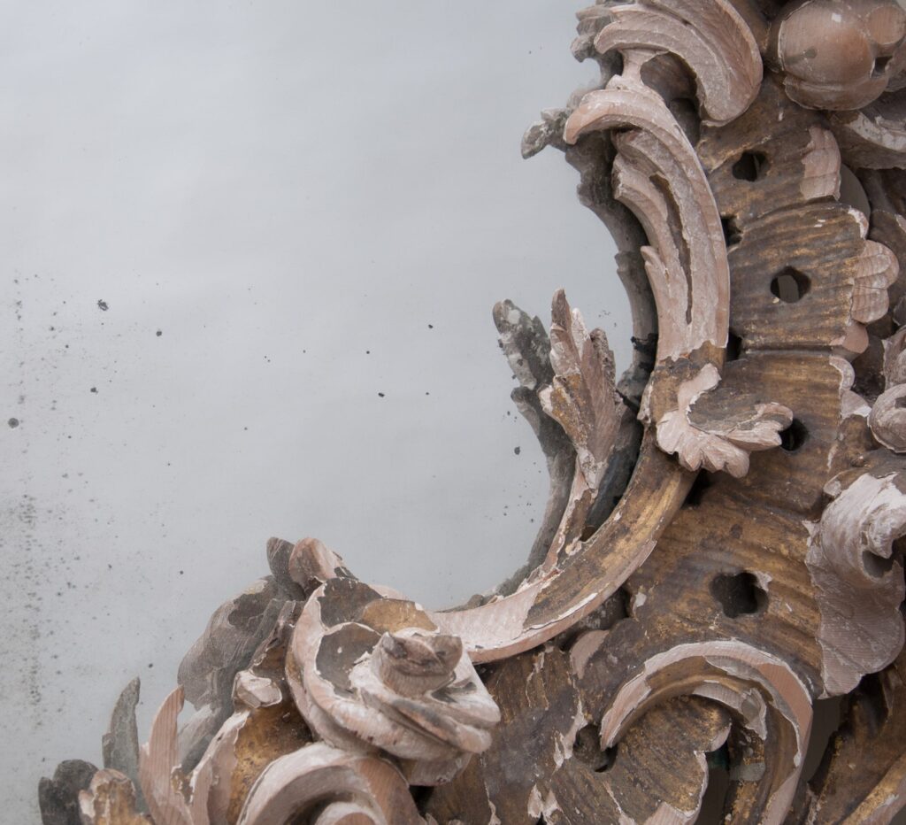 18thC rococo carved wood mirror-5