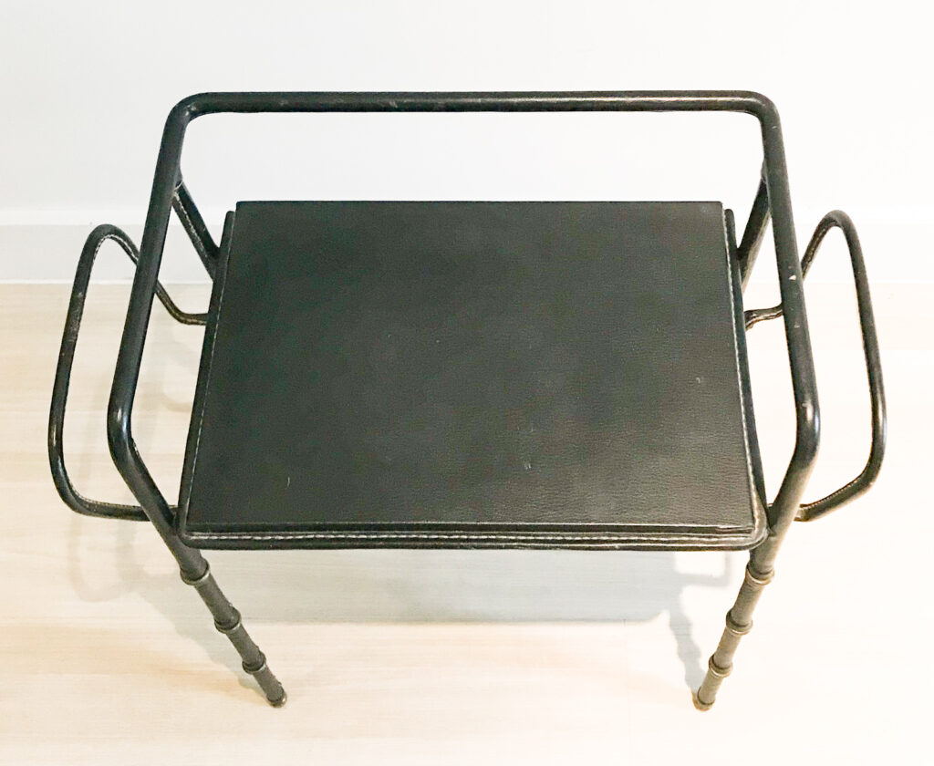 1950s Saddle Stitched Leather Table by Jacques Adnet-2