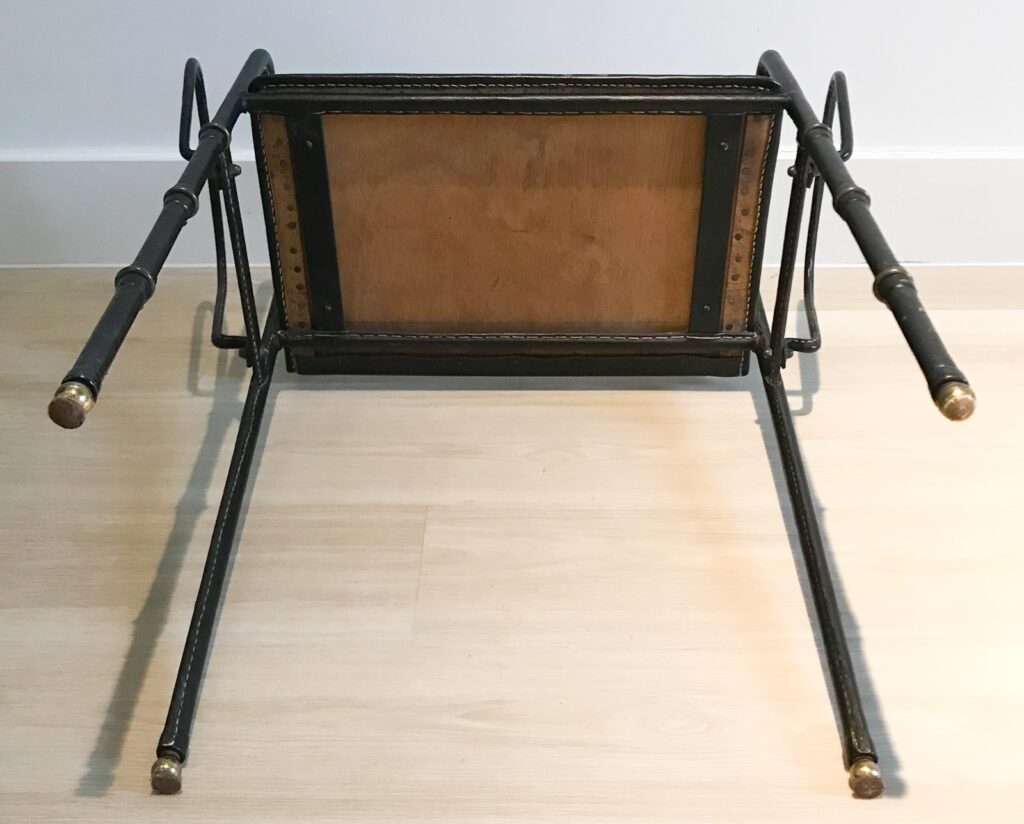 1950s Saddle Stitched Leather Table by Jacques Adnet-4