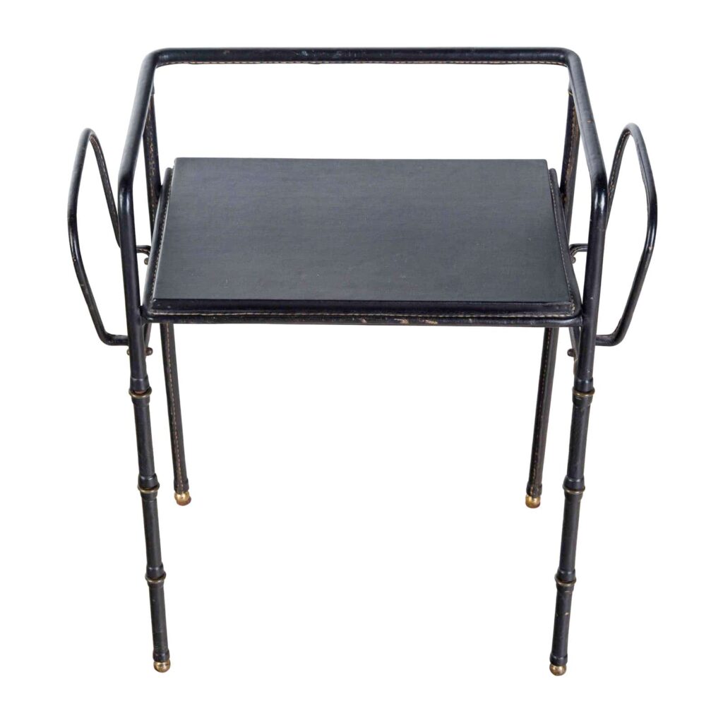 1950s Saddle Stitched Leather Table by Jacques Adnet-8-2